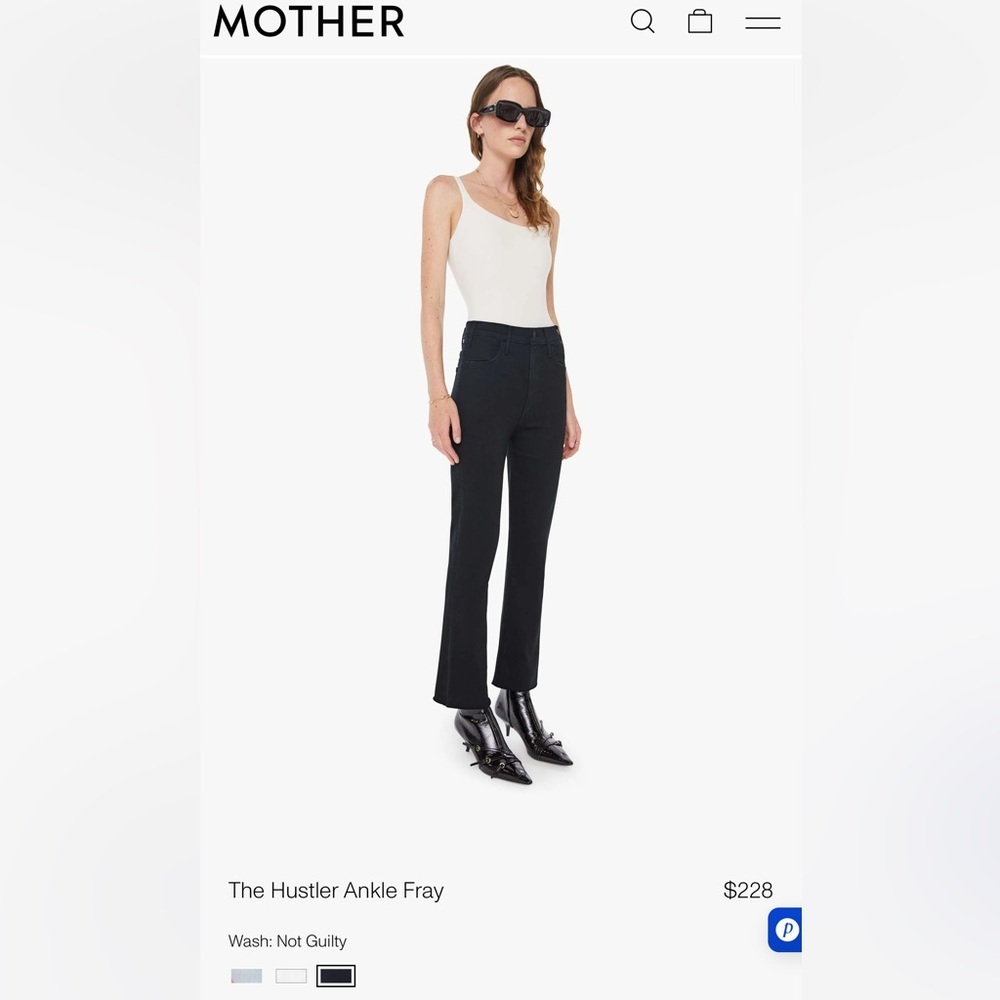 NWT MOTHER Denim Hi Rise Hustler Ankle Fray Black 28